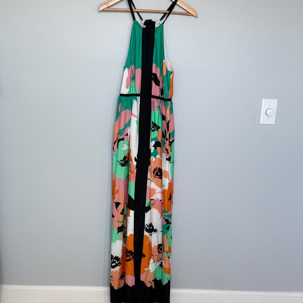 Susana Monaco Green and Black Floral Maxi Dress